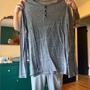 Gray Long Sleeve Henley Shirt